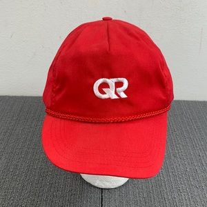 Vintage QR Rope Baseball Hat Mens OSFA Red White Adjustable Strapback Cap USA